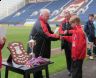 Mike Timberlake and Mike Duffy presenting Mike D's grandson as ballboy at Deepdale 2013